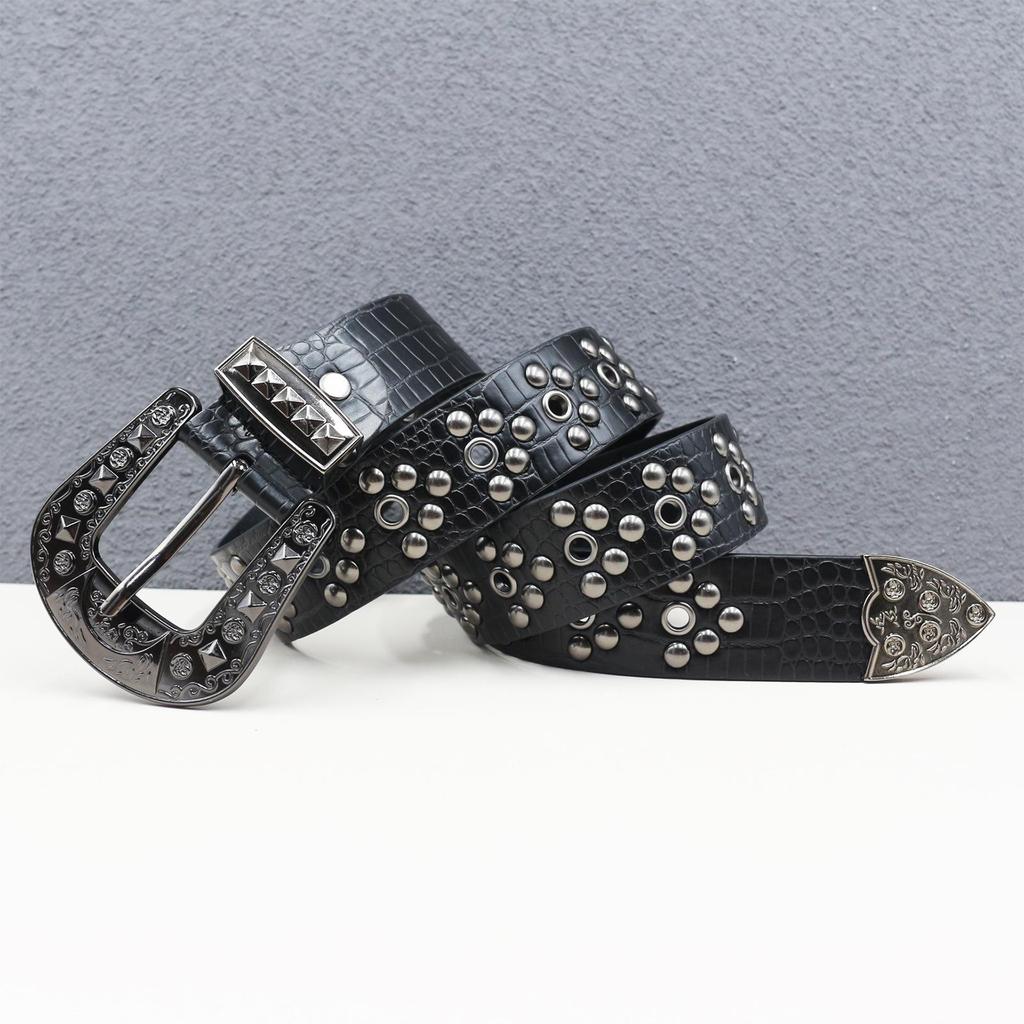 Subculture Punk Y2K Hollow-Out Rivet Eyelet Street Style Jeans Belt