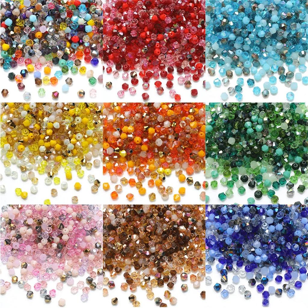 TX20 4mm 200pcs Series Irregular Color Series Faceted Glass Bead Handmade Bicone Beads Making Shiny DIY Bracelet Charm Necklace