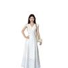 Summer academy style V-neck loose medium and long floral dress female Korean version student temperament vacation knee dress