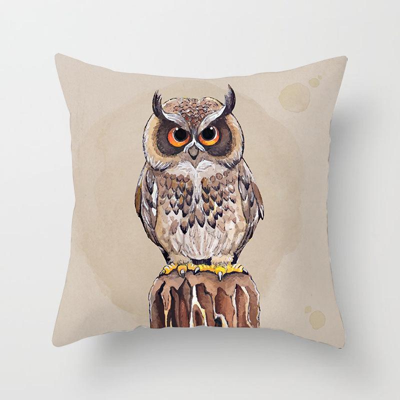 Cartoon Owl Pattern Throw Pillow Cover With Short Plush Print Living Room Sofa Decoration Cushion Cover Pillow Covers Decorative