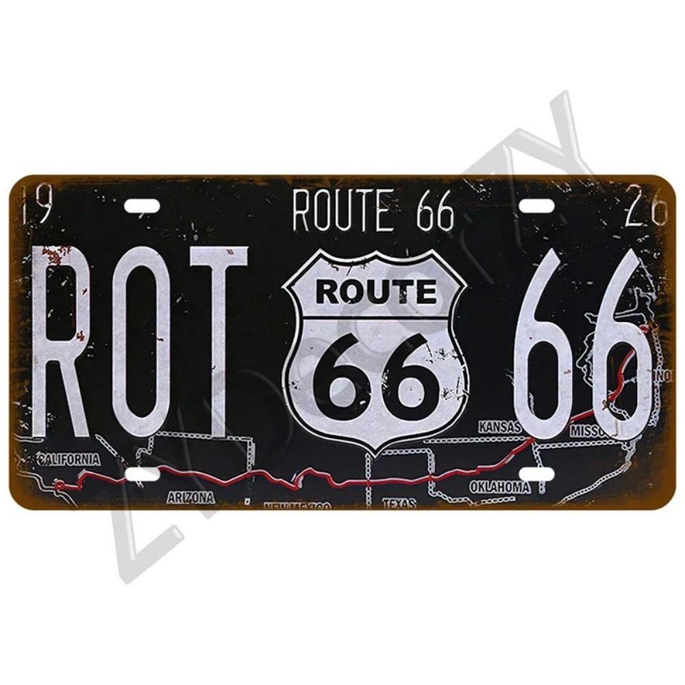 Vintage Route 66 Cars Metal Tin Sign Bar Club Tire Shop Decor