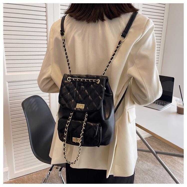 

IELGY Женский рюкзак с ромбовидной цепочкой, легкий дорожный рюкзак большой вместимости хаки