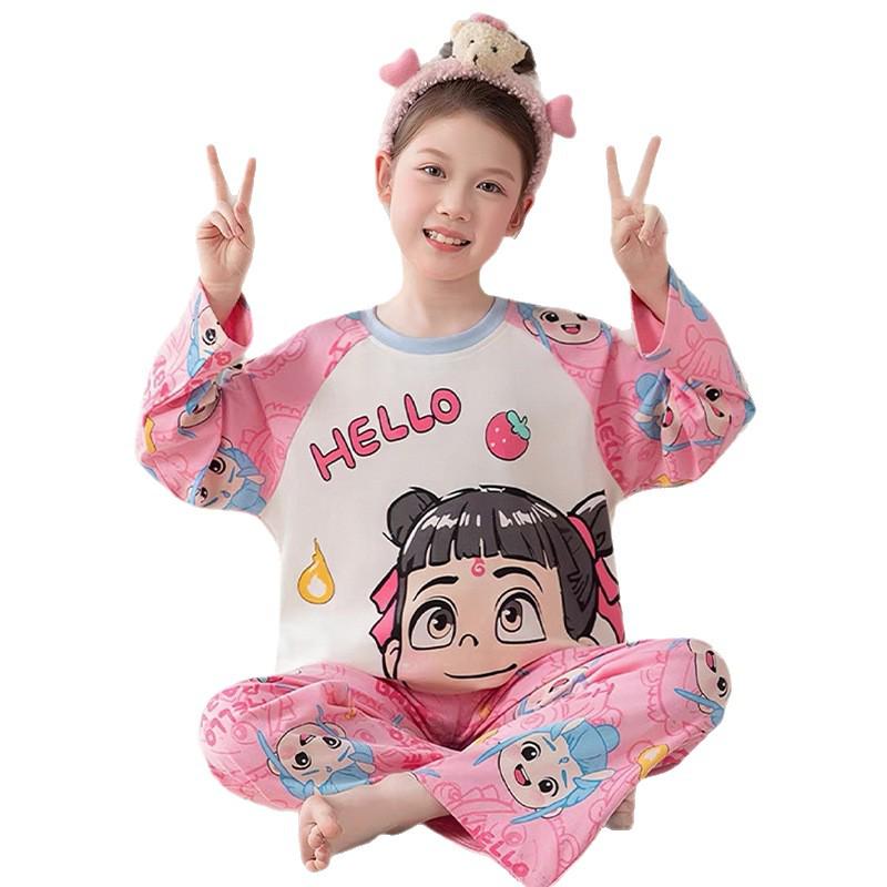 Süßes Cartoon-Pyjama-Set für Mädchen - Frühling/Herbst Langarm & Hose (Mittelgroß und groß)