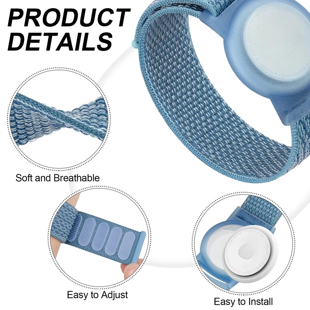 Case for Apple AirTags Kids Wristband Nylon Strap Anti-Scratch Cover for Airtag GPS Tracker Holder Watch Strap Bracelet Band