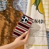 Burgundy Stripe Elegance Phone Case for IPhone 16 15 14 13 12 11 X XS XR XSMAX 7 8 Pro Max Plus Double-layer Back Cover
