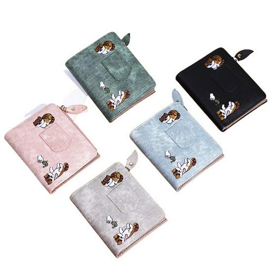 Women's Large Capacity Cat Embroidery Multi-Card Bifold Wallet