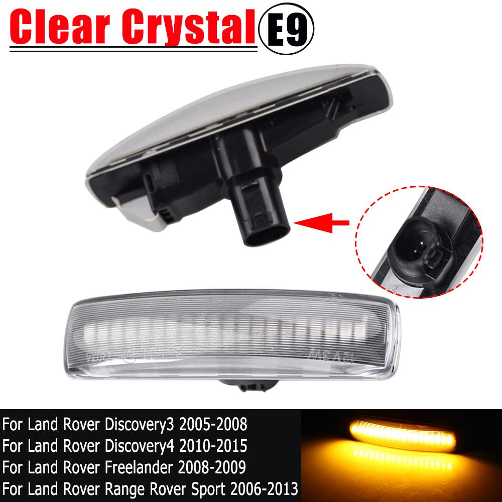 2x Amber Dynamic LED Front Side Marker Turn Signal Light Lamp For Land Rover Range Rover Sport L320 Discovery 3/4 Freelander 2