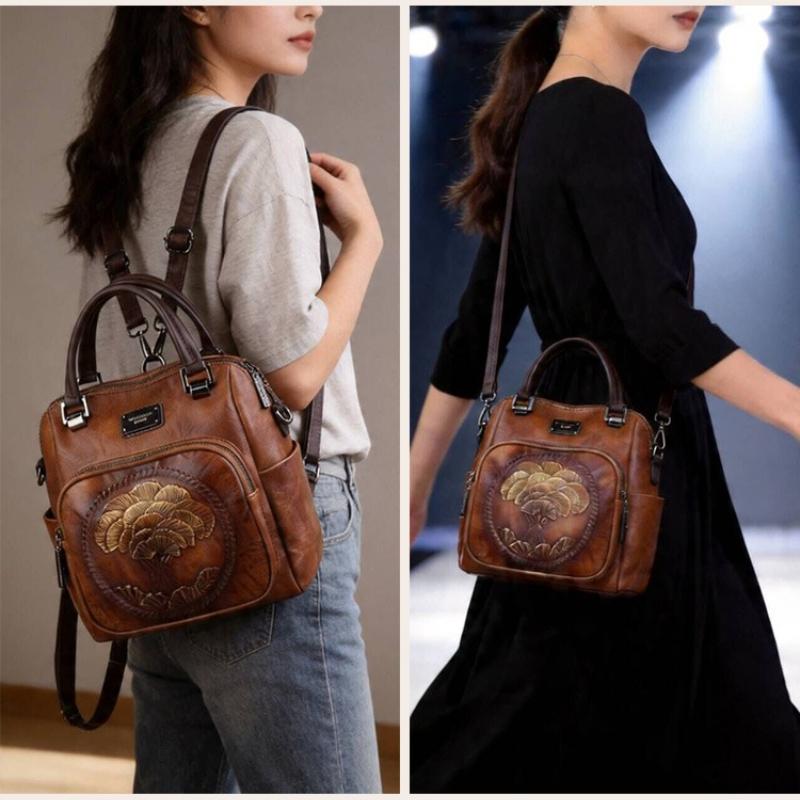 Faux Leather Backpack for Woman Vintage Everyday Backpacks Women Luxury Bags Designers Brown Green Wine Red