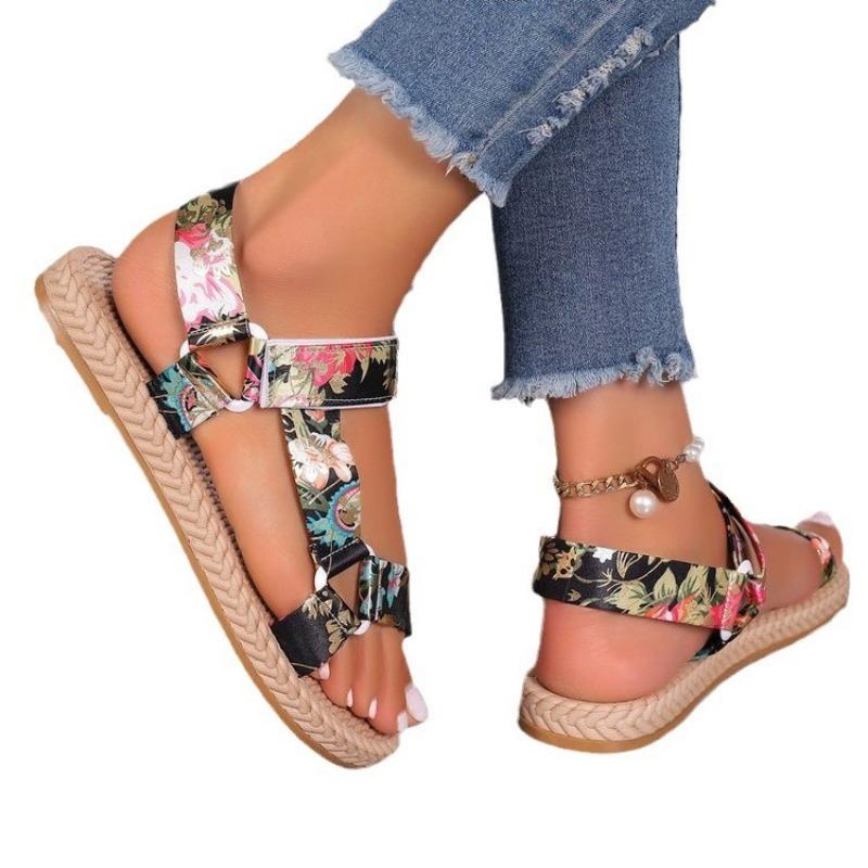 Neue Damenschuhe in Übergröße mit dicker Sohle, Klettverschluss-Strandsandalen