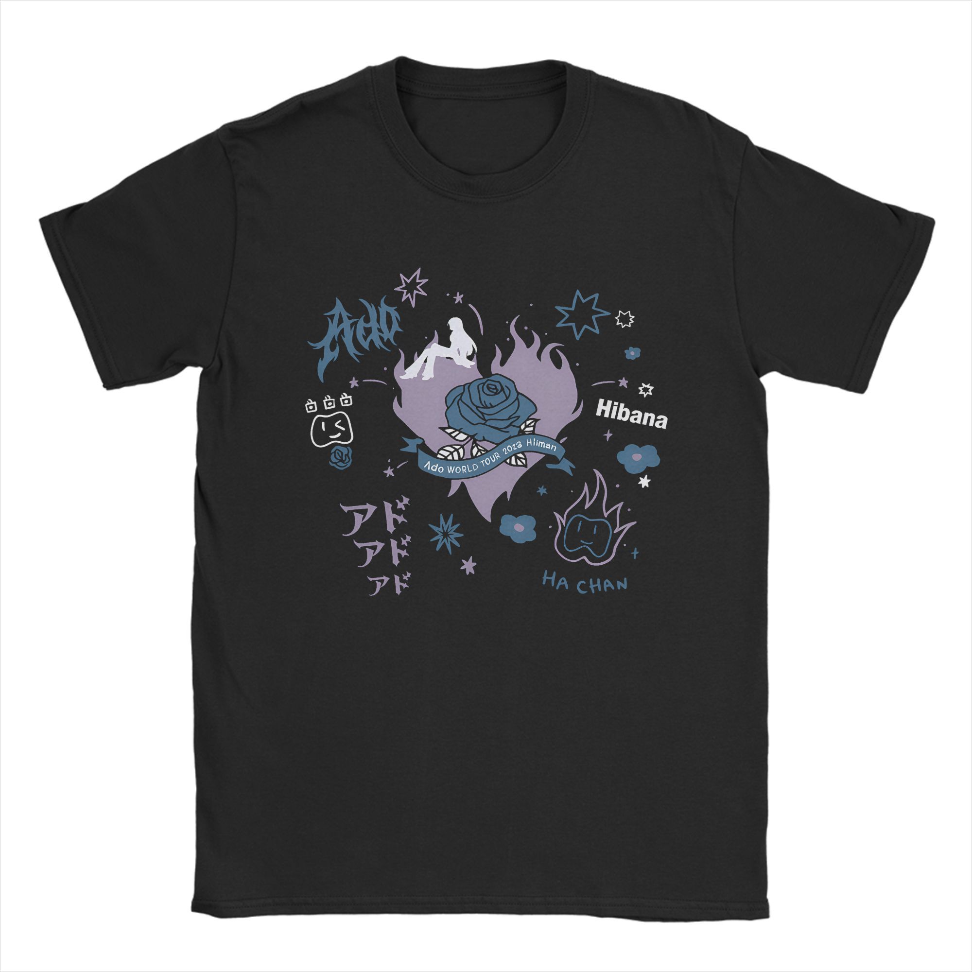Ado Wish Tour Japan Футболка мужская Ado Hibana World Tour 2025 Футболки с коротким рукавом и круглым вырезом Одежда из чистого хлопка 4XL