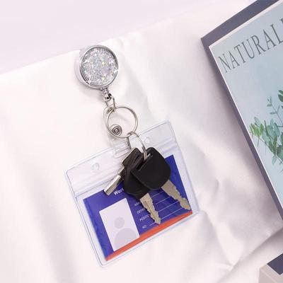 New Design 1 Piece Metal Glitter Retractable Nurse Badge Reel Doctor Student Teacher ID Card Holder Keychains Lanyard