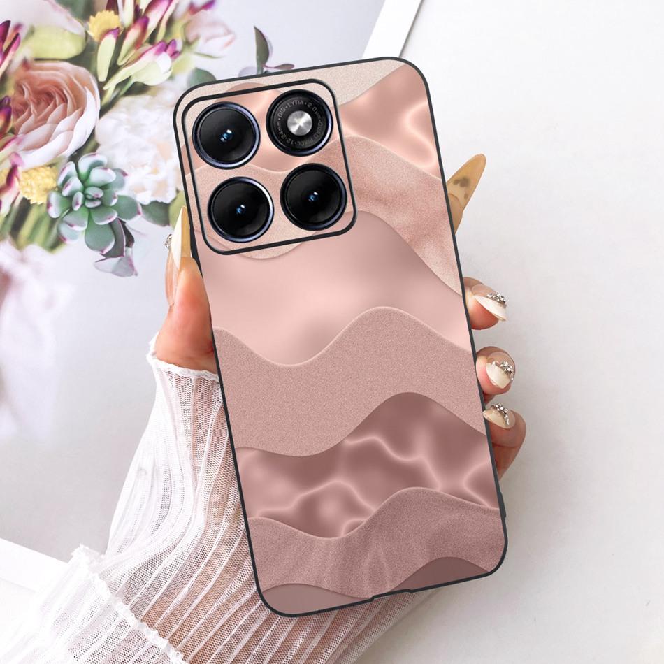 Für Motorola Edge 70 Fusion Niedliche Blume Schmetterling Katze Bemalte Hülle Für Motorola Edge70 Fusion 5G Schwarzes Silikon Weiche Handyhüllen