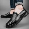 Men's 2025 New Genuine Leather Slip-On Casual Black Shoes - Breathable and Business-Ready