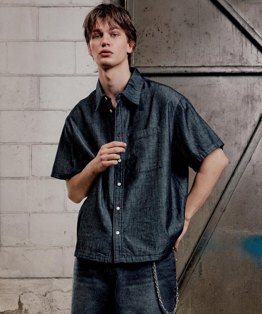 PLAC Short Sleeve Denim Shirt L14 One Black
