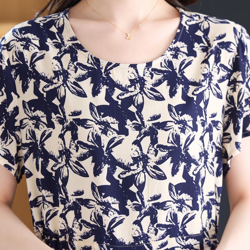 Summer Women's Elegant Dresses Plus Size Short Sleeve Casual Long Dress Vintage Clothes