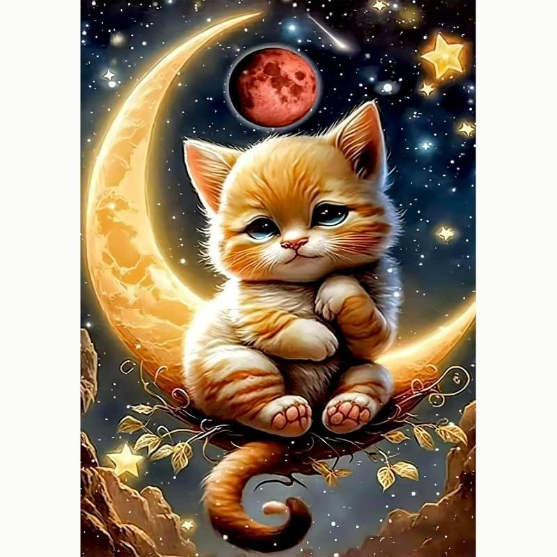5D Diamond Painting, Cat Diamond Painting Full of Diamonds DIY Decorative Painting