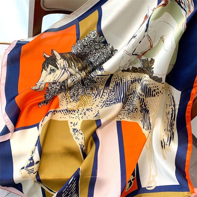 Nový 70*70cm Hodvábny Saténový Šatka na Vlasy Dámska Vreckovka S Potlačou Štvorcová Čelenka Bandana Malý Nákrčník Hidžáb Dáma Dievča