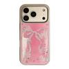 Gilded Pink Bow Electroplated Phone Case for iPhone 17 Pro Max, Apple 16 Compatible, Small Horse Design