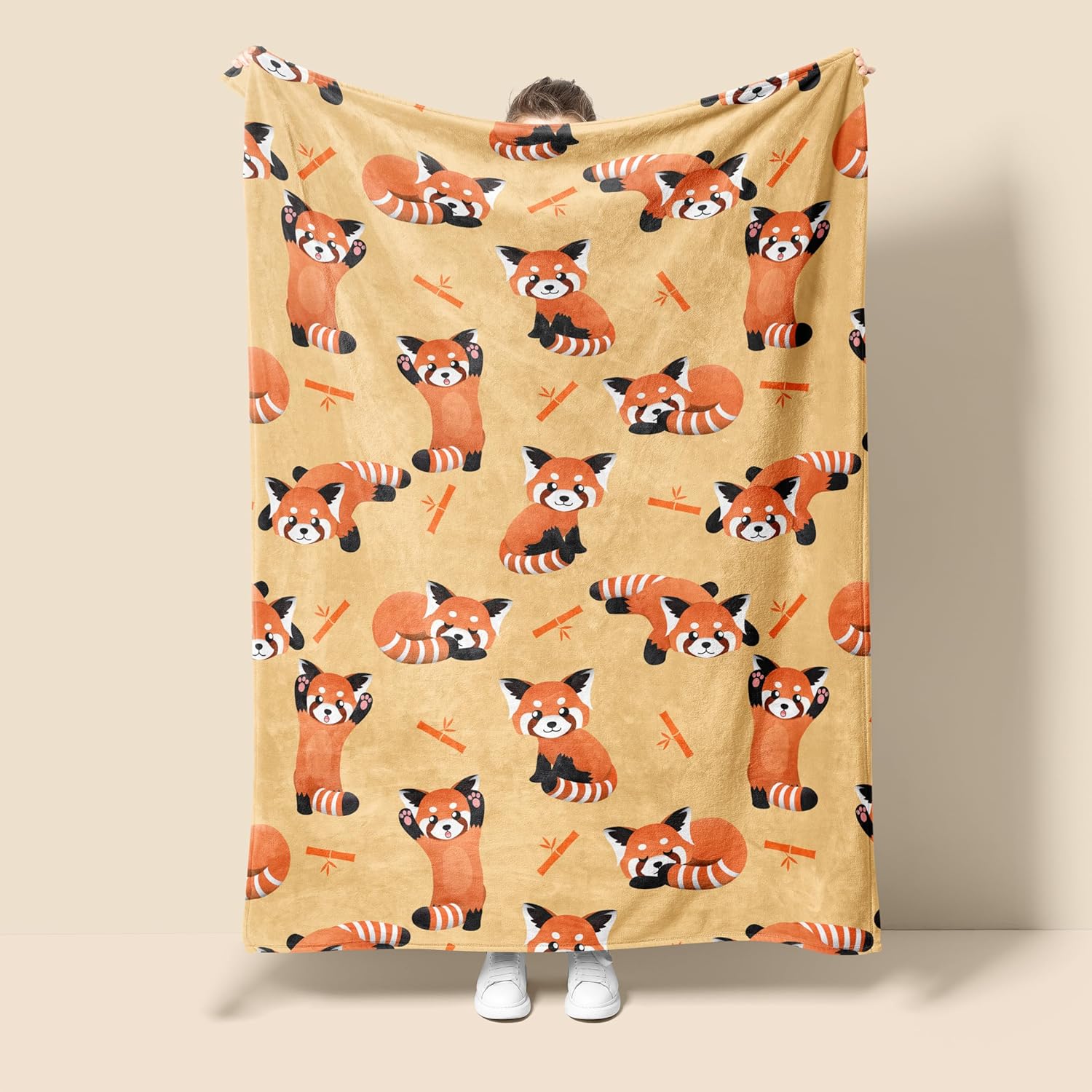 Red Panda Ultra Soft Blanket, Cute Animal Red Panda Cartoon Fuzzy Flannel Throw Blanket Cozy Plush Blanket for Couch Home Bed 75X95CM