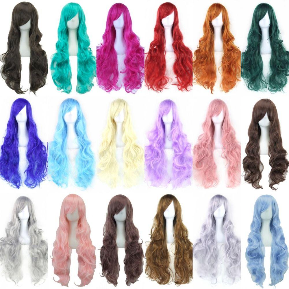 80cm Halloween Cosplay Wigs Heat Resistance Anime Curly Hairpiece Long Synthetic Hair Costume