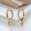Earrings for Women: European & American Style, Geometric Cross Design, Zircon 585 Rose Gold French Earrings