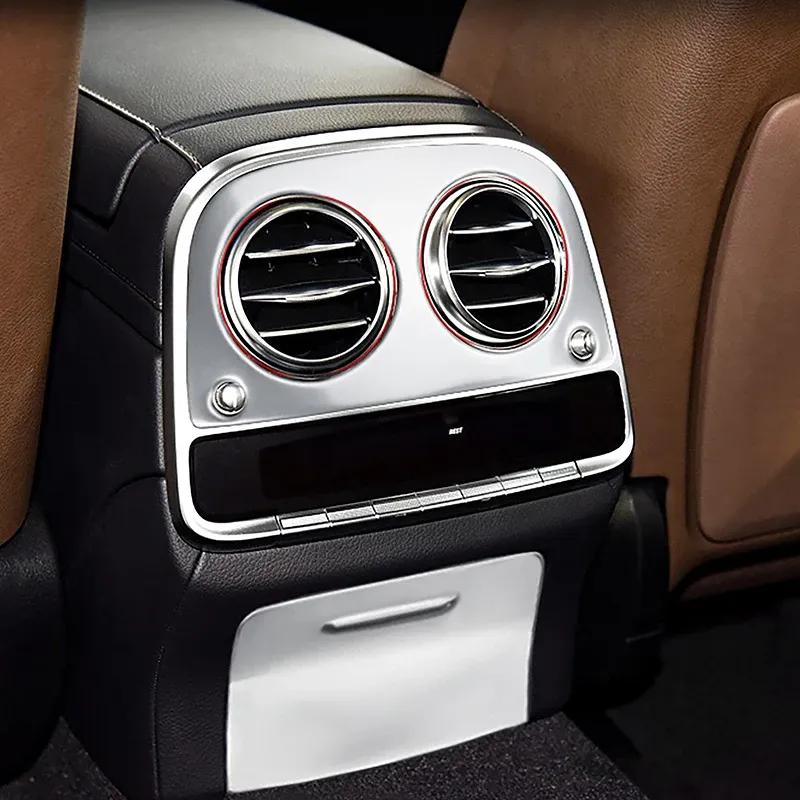 Rear Air Condition Vent Frame Sticker For Mercedes Benz S Class W222 2014-20 Carbon Fiber Pattern Trim Interior Car Accessories