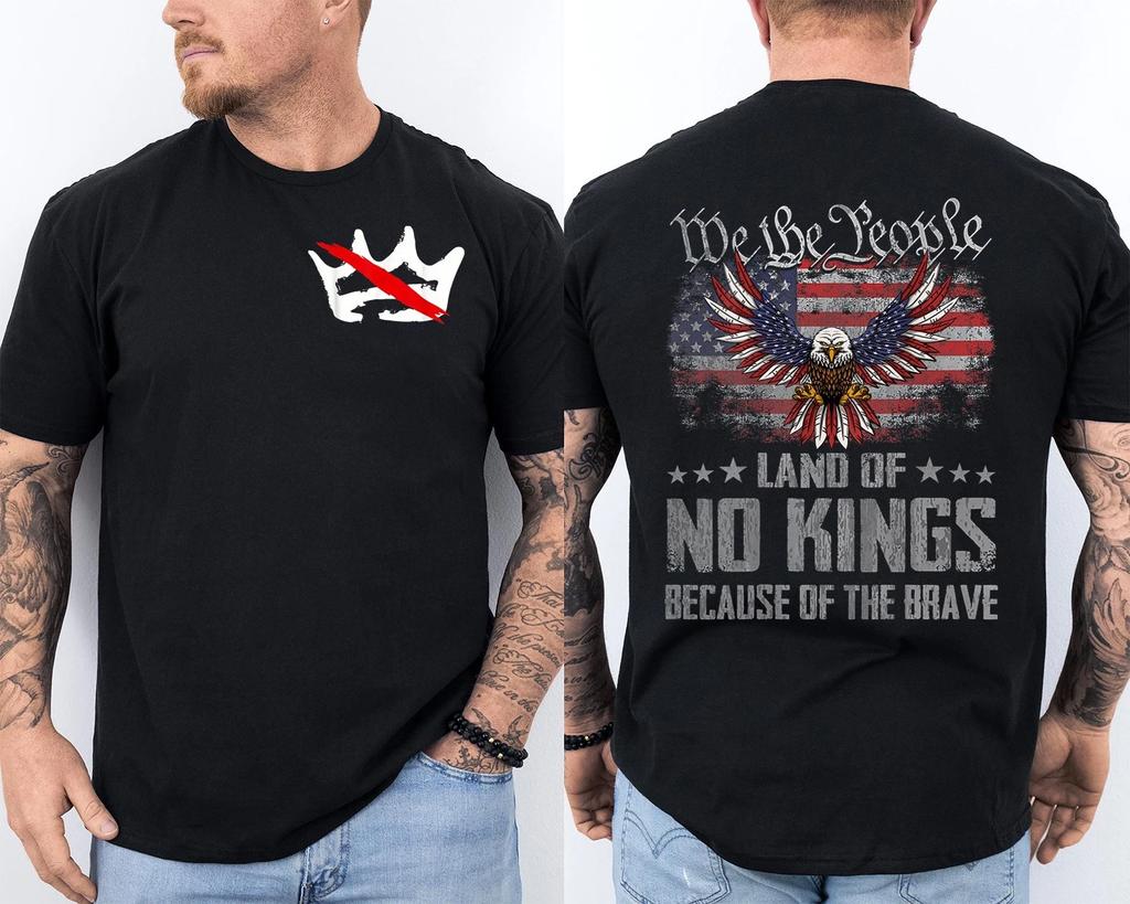 No Kings Day We The People Patriotic No Kings American Flag Front & Back T-Shirt