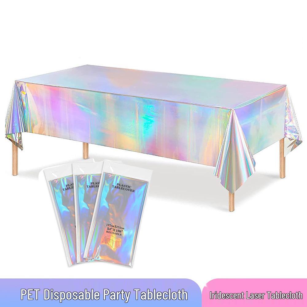 Iridescent Rainbow Plastic Tablecloth for Christmas or Birthday Parties