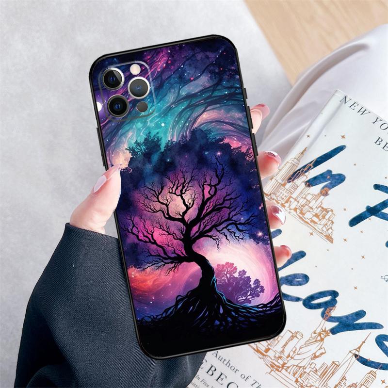 Tree of Life Space Galaxy Stars Phone Case For iPhone 16 Pro Max 11 12 13 Mini 14 15 Pro Max 15 16 Plus XR 16e Cover Coque