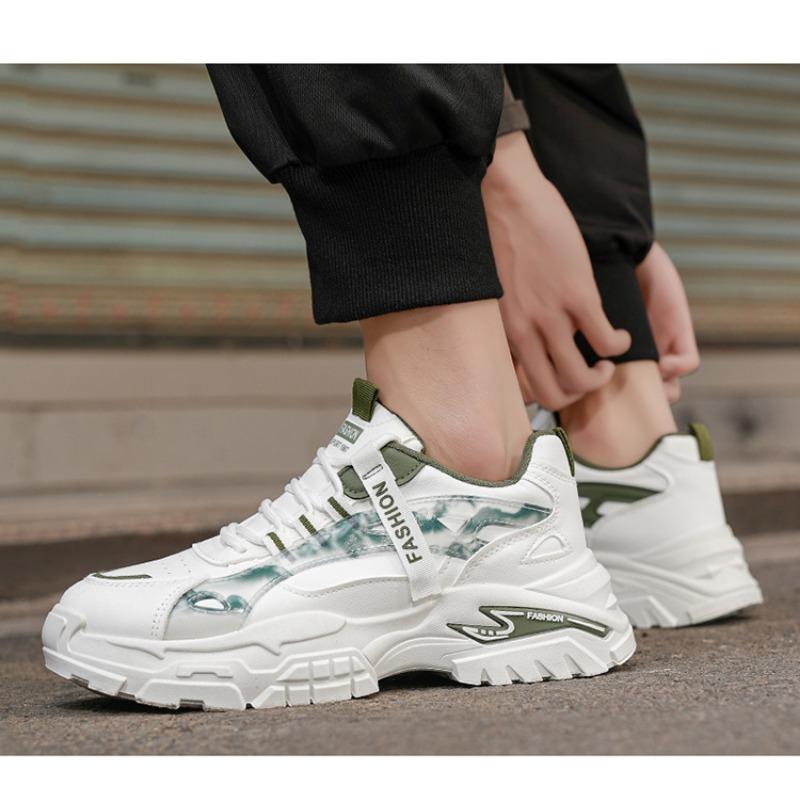 Men S Breathable Leather Upper Dad Shoes Casual Sports Fashion Sneakers