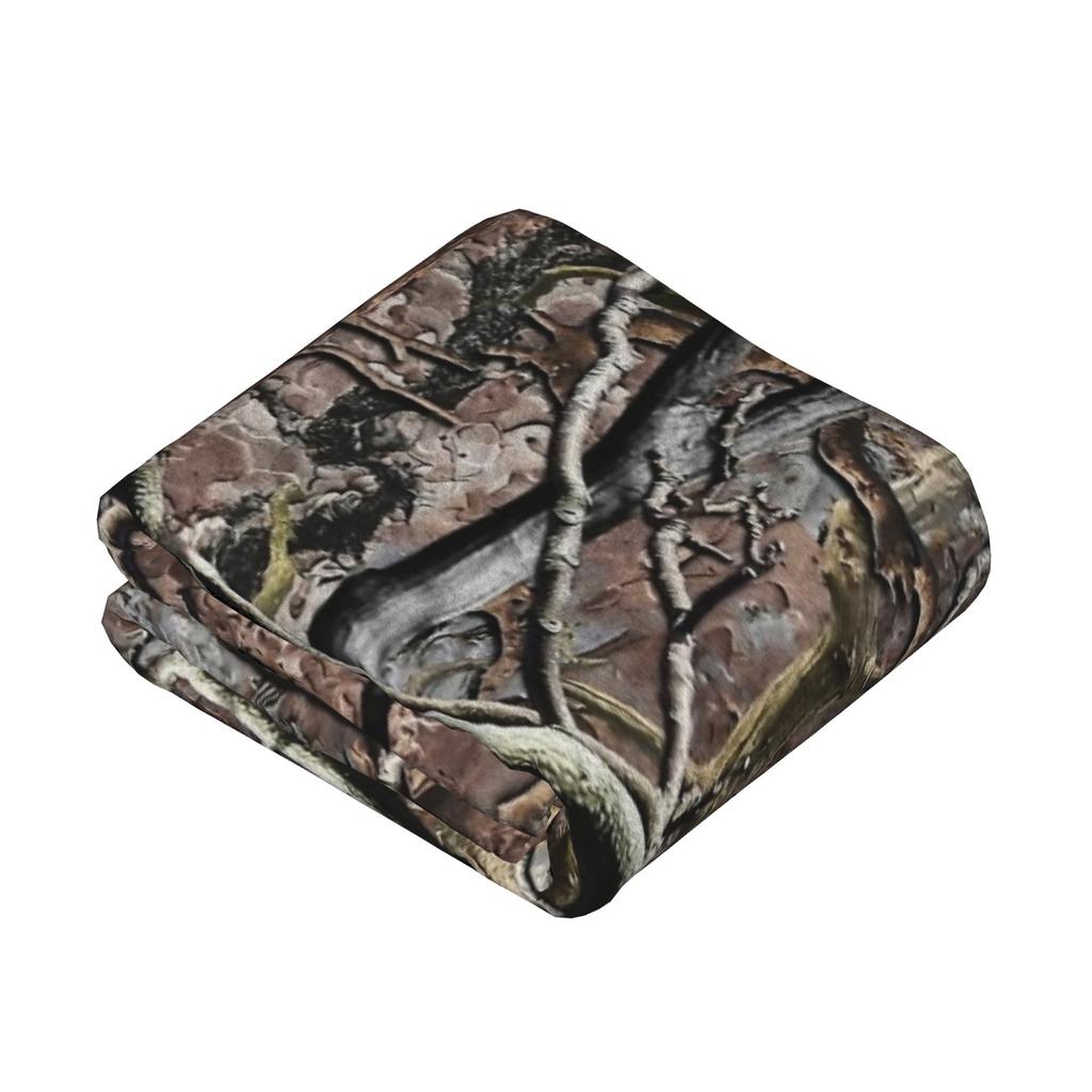 Tree Camouflage Fleece Throw Blankets Hunting Camouflage Pattern Blankets for Bed Travel Soft Plush Thin Quilt