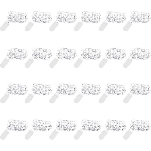 24 Pack Mini Fairy Lights Battery Operated - Long Lasting CR2032 Battery, 6.6ft 20 LED Warm White String Lights for Wedding Centerpieces, Crafts,