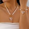 New Elegant Imitation Pearl Beads Necklace for Women Vintage Multilayer Heart Tassels Choker Fashion Jewelry Accessories Gift