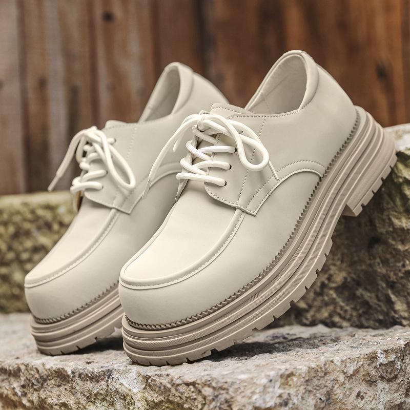 New loafers 24 years old spring fashion versatile round head light mouth thick heel lace-up British style men's shoes 44316-J