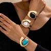 Sleek Geometric E-shaped Open Bangle: Simple and Elegant Fashion Jewelry