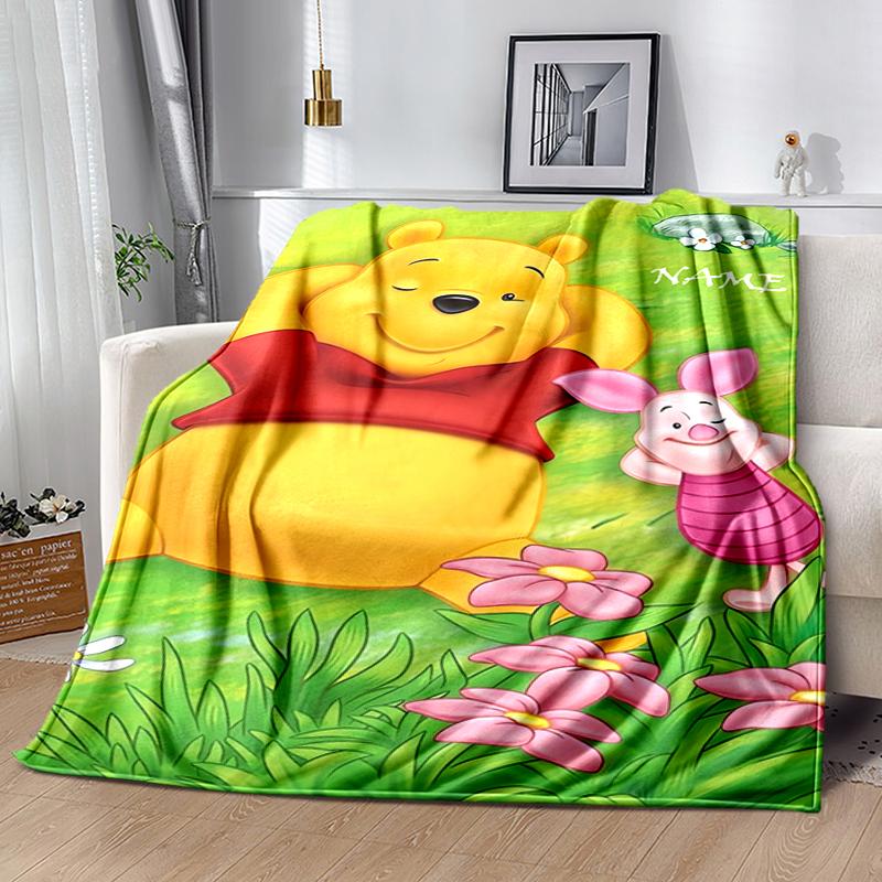 Customiz Name Personality Winnie the Pooh Blanket Soft &Warm Sofa Office Bed Travel Lunch Break Blanket, Gift Suitable All Seasons