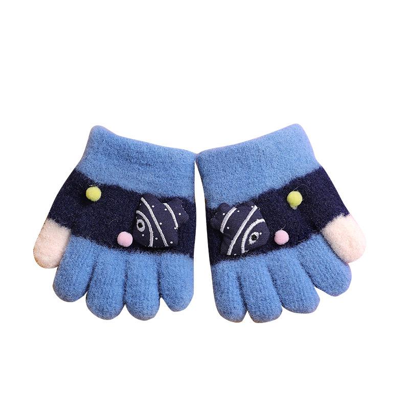 Warm Plush Five-Finger Winter Gloves for Boys and Girls (0-12 Years)