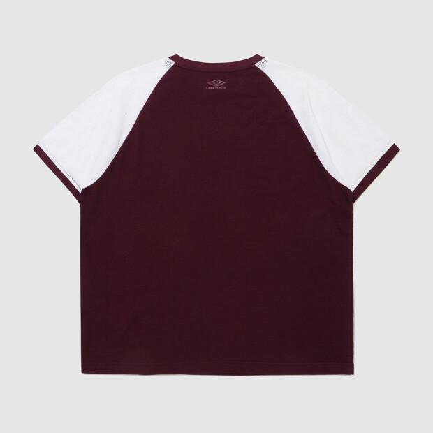 UMBRO Crispy Taslan Mesh Hybrid Short Sleeve T-Shirt Wine Ur211Crs50