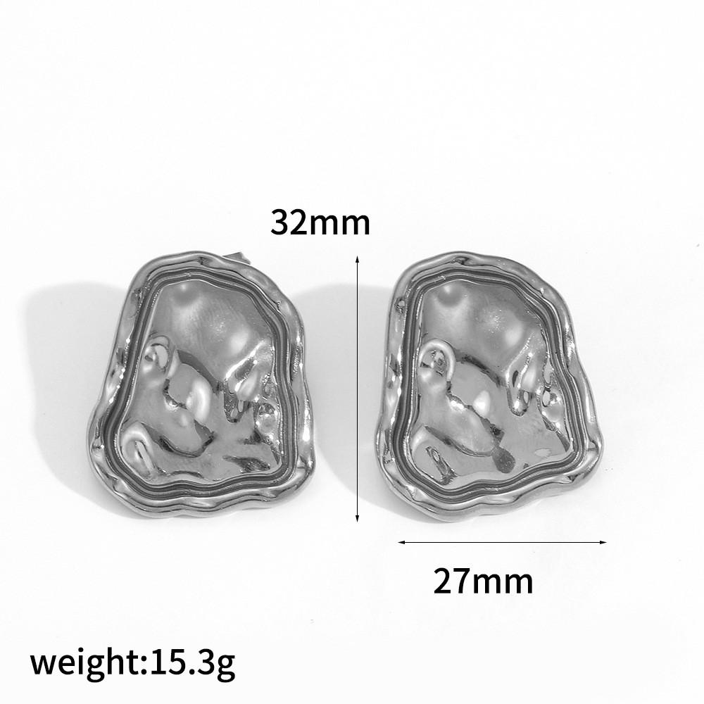 Geometric Stainless Steel Earrings With Crinkle Texture For Modern Women Style 3
