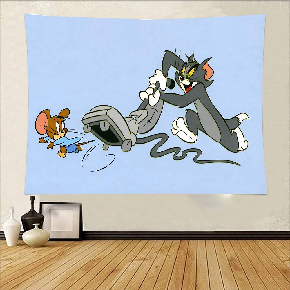 Cartoon TTom And JJerry Tapestry Wall Hanging Printed Polyester Tapestry INS Decoration Wall Decor