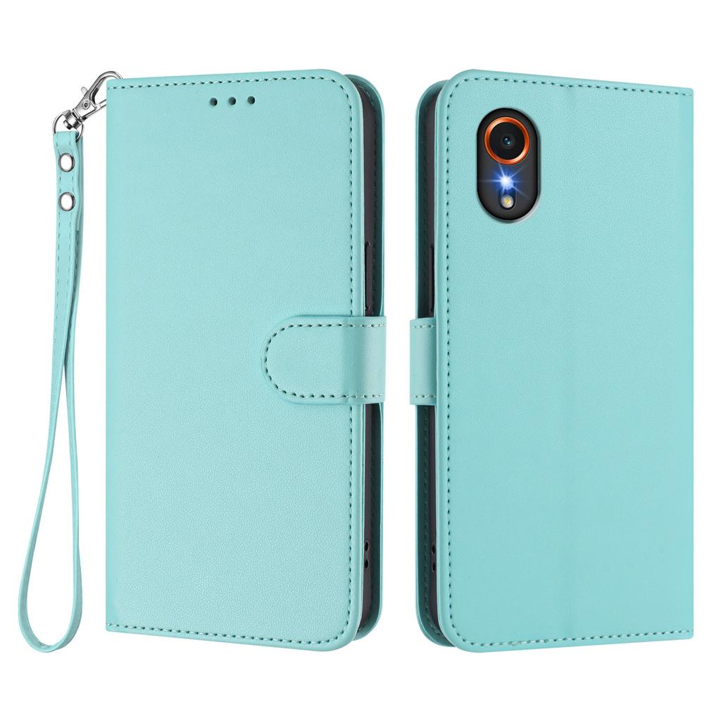 For Samsung Galaxy Xcover7 Leather Case Wallet Stand Phone Cover with Wrist Strap