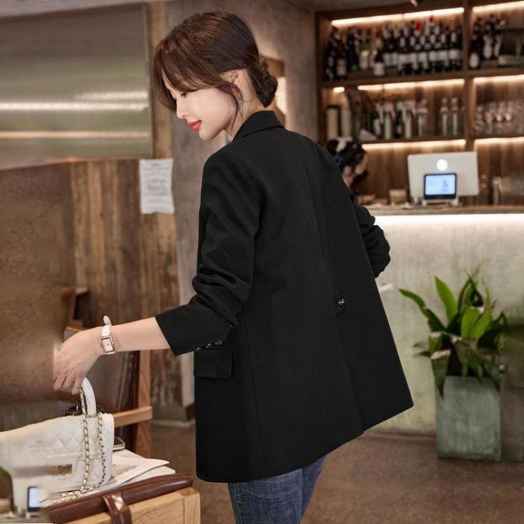 Women New Spring Autumn Casual Loose Retro Coffee Suit Jacket