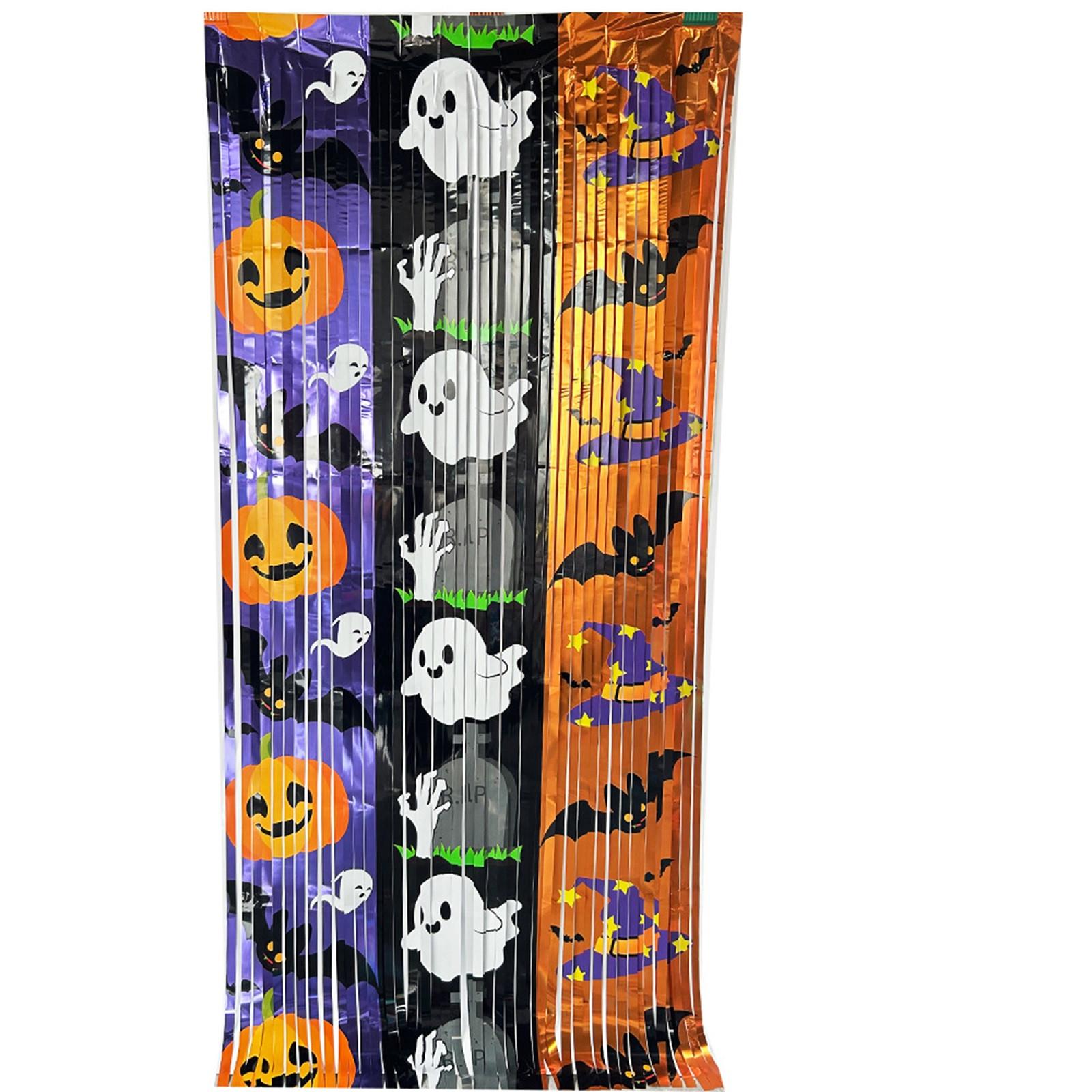 

Хэллоуин Летучая мышь/ Тыква/ Привидение/ Дождевой занавес Украшение для фона вечеринки Дождевой занавес Фотореквизит One Size