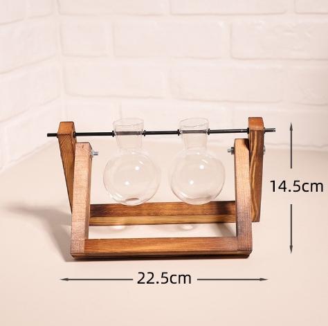 Kreativer Holzrahmen Hydrokultur-Vase, Grüne Ananas Glasvase, Blumenarrangement-Behälter, Schreibtischdekoration, Heimdeko