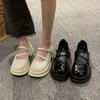 White Thick Heel Platform French Mary Jane Shoes Women's 2025 New Summer Round Head Light Mouth British Style Small Leather Shoes Women