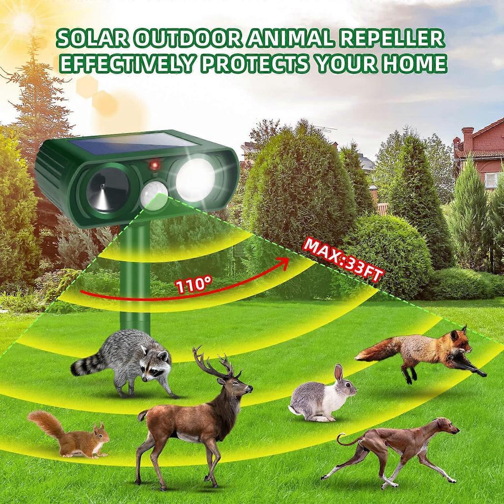 4 Pack Solar Ultrasonic Animal Repeller 2025 Outdoor Motion Sensor Cat Dog Deer Deterrent Light for Yard
