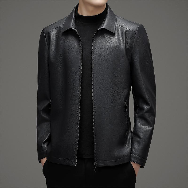 Genuine Leather Jacket Men's First Layer Sheepskin Men's Motorcycle Business Casual Autumn and Winter Leather Jacket Jacket