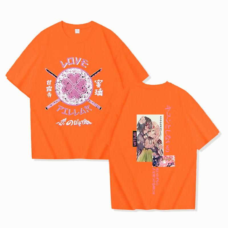 Hot Anime Kanroji Mitsuri Iguro Obanai Printing T-shirt Women Men Fashion Short Sleeve Couples Casual Personality Y2k Summer Top