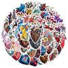 50 Cartoon Heart Doodle Stickers Color Creative Waterproof Decorative Halloween Hand Note DIY Stickers