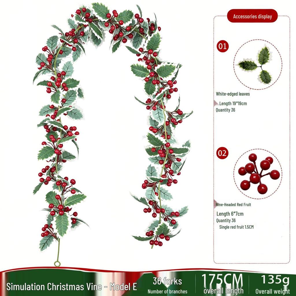 Red Berry Christmas Vine Home Decoration - Festive Party Garland
